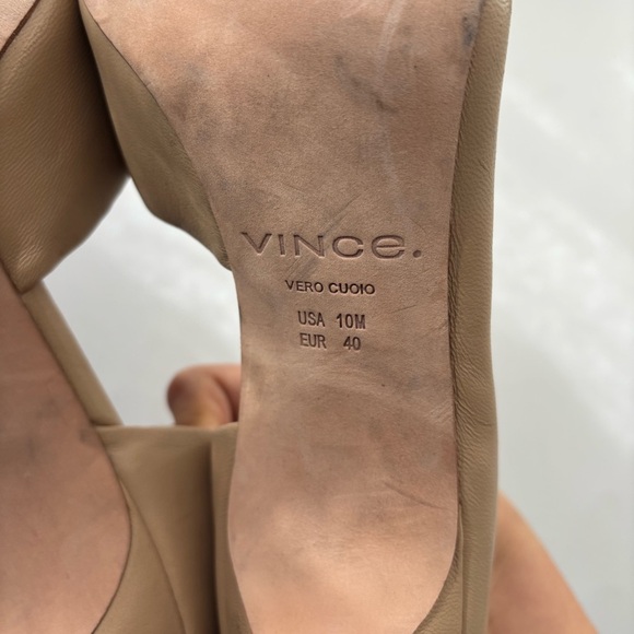 Vince Tiana Square‎ Toe Leather Pumps Tan Size 10M - Picture 8 of 8